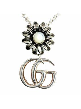 Gucci Double G Necklace Mother of Pearl Silver